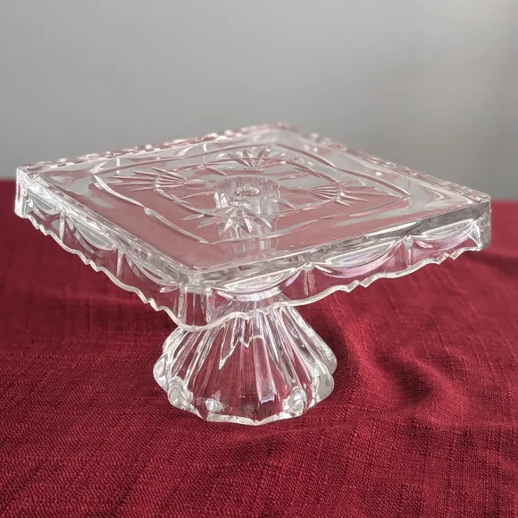 Shannon Crystal 8 " SQUARE Cake splate, Cake Stand - Picture 3 of 6